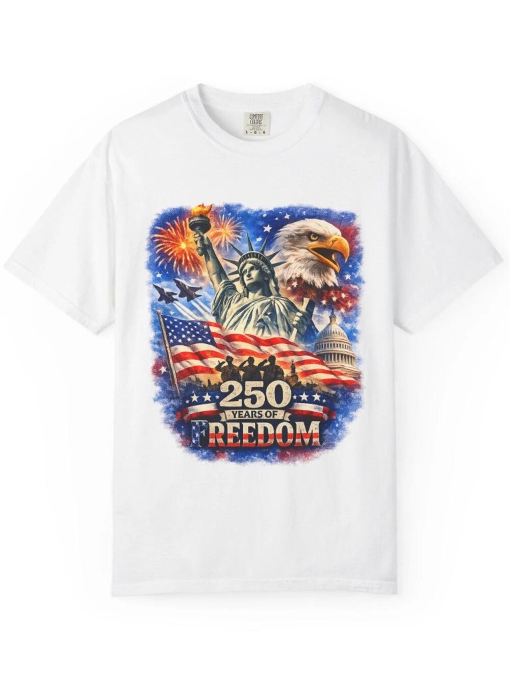 250 Years of Freedom Statue of Liberty Eagle T-shirt |4th of July